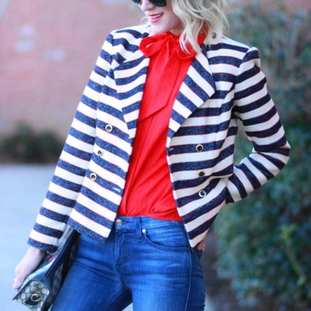 CAbi #5094 Nautical Cruise Striped Blazer Jacket